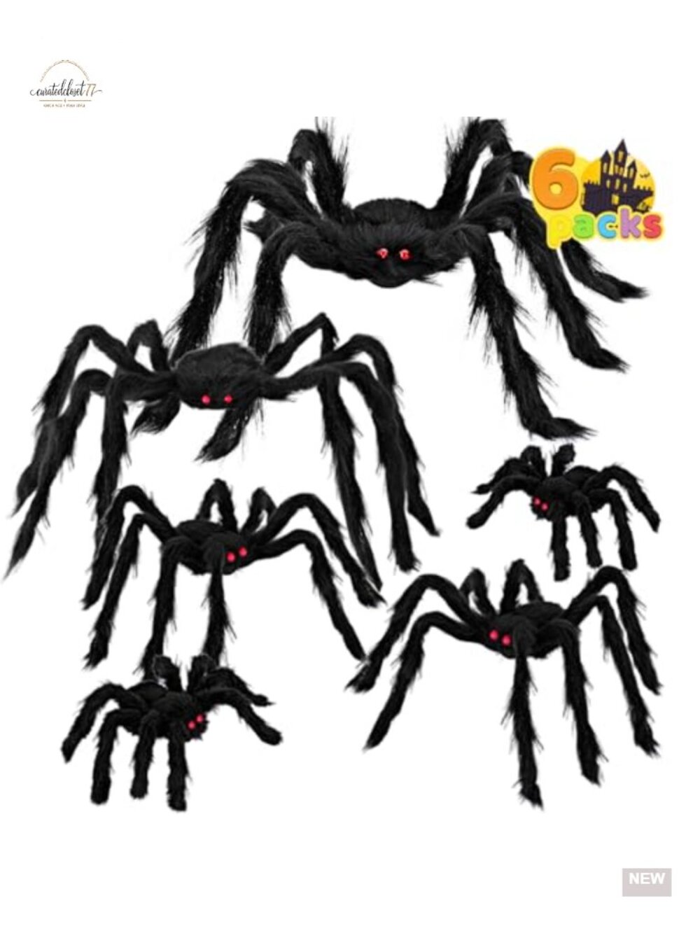 Halloween Spider Decorations Set of 6